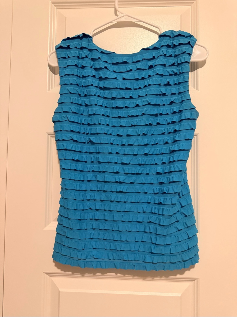 Joseph Ribkoff Ruffled Tank Top - Turquoise Blue - Picture 3 of 3